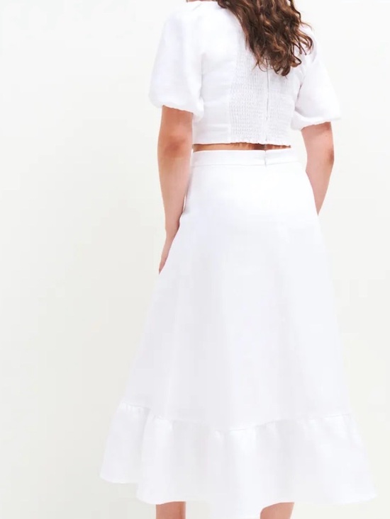 Reformation Dresses & Skirts - Reformation White Midi Ruffle-Hem A-Line Skirt